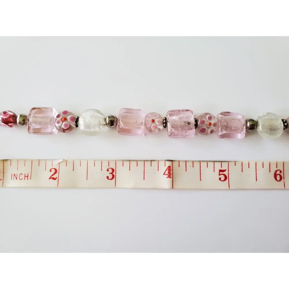 Pink Breast Cancer Awareness Glass Beaded Bracelet